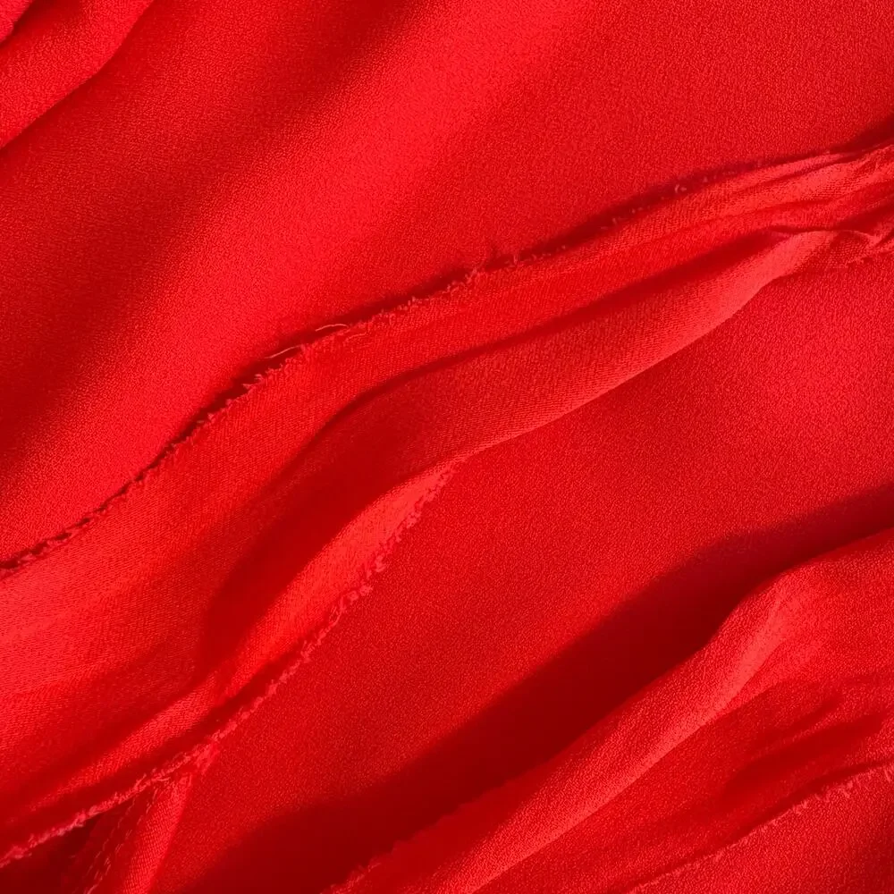 Maria Lucia Hohan Red Ruffle Wrap Dress - Women's Size 2